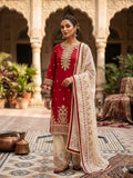 Royal Maroon & Ivory Embroidered Lawn 3 Piece Suit – Stitched